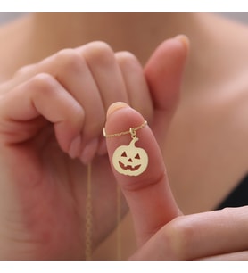 925 Ayar Gümüş Yeni Yıl Bal Kabağı Kolye (Gold)