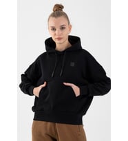 Maraton Oversize Kadın Kapüşonlu Siyah Sweatshirt