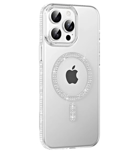 iPhone 14 Pro Max Move Taşlı Magsafe Kapak - Natural Grey