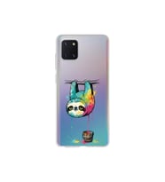 Samsung Galaxy A81 ile Uyumlu Splash Tembel Hayvan Tasarımlı Şeffaf Silikon Kılıf