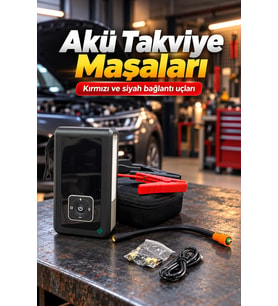 Taşınabilir Akü Takviye Cihazı ve Powerbank Özellikli Lastik Şişirme Pompası