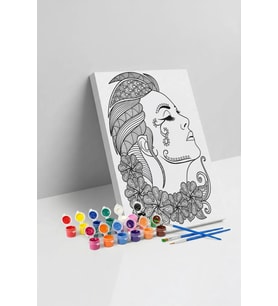 Kadın Portresi Desenli Mandala Tuval Boyama Seti 40x50 cm