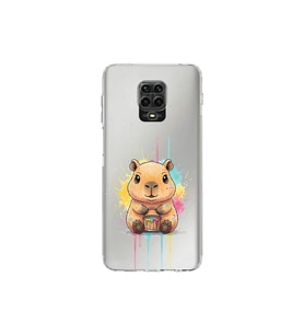 Redmi Note 9 Pro ile Uyumlu Splash Kapibara Tasarımlı Şeffaf Silikon Kılıf