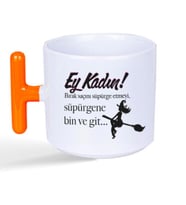 Ey Kadın! Baskılı Kadınlar Günü Turuncu Kulplu T Kupa
