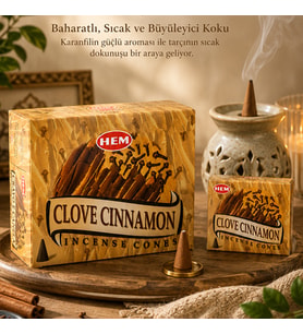 HEM Clove Cinnamon Konik Tütsü 120 Adet – Karanfil ve Tarçın Aromalı Konik Tütsü