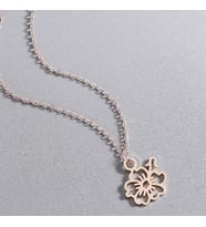Kişiye Özel 925 Ayar Gümüş Minimalist Zarif Hibiskus Çiçeği Kolye (Rose)