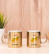 Kişiye Özel Sevimli Limonlar İkili Gold Kupa Bardak