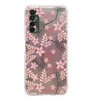 Huawei P Smart 2019  Kamera korumalı Kapak Floral Kırmızı Tasarımlı  Şeffaf Kılıf