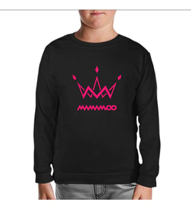 Mamamoo - Logo Crown Siyah Çocuk Sweatshirt