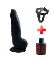 LilituShop 21,5 cm Belden Bağlamalı Realistik Vantuzlu Siyahi Dildo Penis