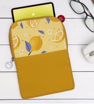BK Gift Limon Tasarımlı Taşınabilir Koruyucu Tablet Kılıfı & Organizer Çanta - Sarı-1