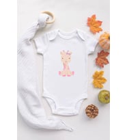Kız Bebek Zürafa Baskılı Ekru Çıtçıtlı Body