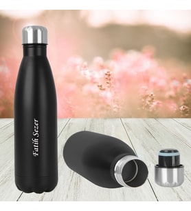 Kişiye İsme Özel 500 ml Çevirmeli Açılır Kapak Termos (Siyah)