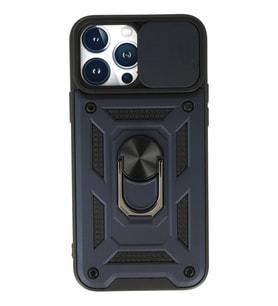 iPhone 13 Pro Kılıf Pars Lens Yüzüklü Silikon - Lacivert