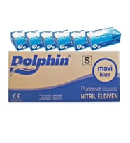 Dolphin Tek Kullanımlık Lateks Mavi Pudrasız Nitril Muayne Eldiveni Small Küçük Boy -100'lü 20 Paket
