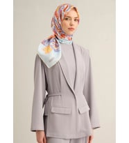 Armine Sura İpek Eşarp 9332 - 58 Açık Mavi Karışık Desen