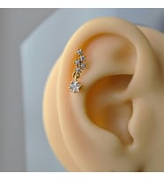 Gold Cerrahi Yıldız Sallantılı Yıldız Helix Piercing Lob Kıkırdak Tragus (Çok Renkli)