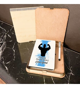 Fitness Antrenörü Ahşap Kutulu Defter Kalem Set 002