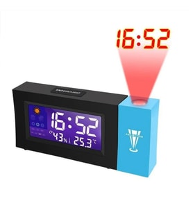 TechTic Projeksiyonlu Masa Saati Derece Nem Tarih Göstergeli Çalar Saat Alarm Duvara Yansıtmalı Saat