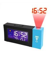 TechTic Projeksiyonlu Masa Saati Derece Nem Tarih Göstergeli Çalar Saat Alarm Duvara Yansıtmalı Saat