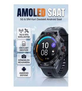 5G SIM Kartlı Android Akıllı Saat – Döner HD Kamera, AMOLED Ekran, GPS ve Wi-Fi