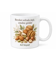 Kuruyemişçiye Hediye Bereketli İşler Temalı Özel Baskılı Kupa Bardak