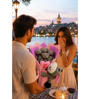 Sevgiliye Barışma Hediyesi Peluş Buket – Eşeklik Ettim Özür Dilerim Temalı