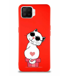 Oppo A73 Soft Premier Kapak Coolcat Tasarımlı Silikon Kılıf - Kırmızı (Şeffaf)