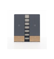 Arges Dolap 12 Raflı 4 Çekmeceli 2 Askılı 220x30x243 Antrasit-Antrasit/Çam