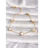 316L Çelik Gold Renk Baby Boy Yonca Model Kadın Bileklik (Çok Renkli)