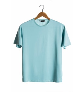 Erkek Nil Yeşili Bisiklet Yaka Oversize Rahat Kalıp Basic T-Shirt 22Y-3400761-EK1