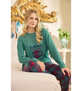 Aydoğan Kadın Düğme Yaka TERMAL Pijama Takımı 240668Y- 1 Adet (Yeşil)