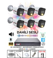 FURY 6 lı Sesli Gece Renkli Görüş Güvenlik Kamerası Su Geçirmez Güvenlik Kamerası Seti 250GB