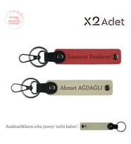 Doktora 14 Şubat Armağanı, İsim & Soyisim Yazılı 2’li Anahtarlık Seti, Nar Çiçeği-S Kahve-S Kahve