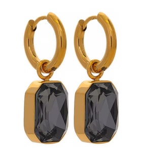18 Ayar Altın Kaplama Emerald Yeşil Dikdörtgen Kesim Taş Gold Halka Küpe – Premium Parlak Model (Gri)