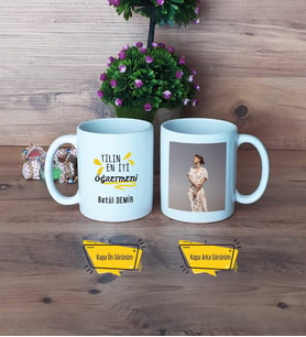 Öğretmene Hediye Kupa Bardak Beyaz Fotoğraflı Öğretmenler Günü Hediyesi