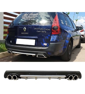 Renault Megane 2 SW Gri Difüzör Çiftli Yuvarlak Egzoz Görünümlü D Tip Difizör 2002 - 2009