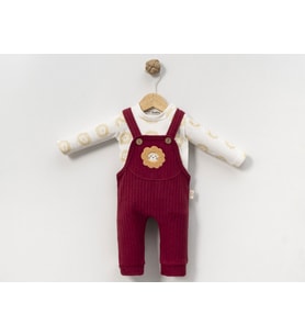 Aslan Nakışlı Erkek Bebek Salopet (Bordo)