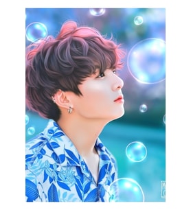 Balonu Öp Jungkookie Tablo Ahşap Poster Dekoratif Kod2459