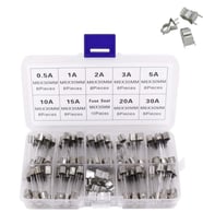 Cam Sigorta Seti 6x30 mm 72 Adet 9 Çeşit 250v Şeffaf Çantada