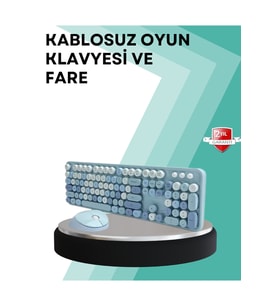 Kablosuz Klavye Mouse Seti Sessiz Tuşlu Retro Tasarım Şıklığı