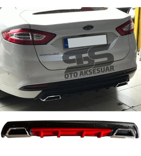 Ford Mondeo MK4 Difüzör Arka Tampon Eki 2 Egzoz Çıkışlı Kırmızı Lüx Tip