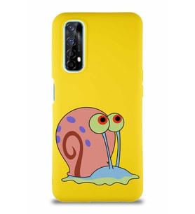 Realme 7 Soft Premier Kapak Salyangoz Gary Tasarımlı Silikon Kılıf - Sarı (Şeffaf)