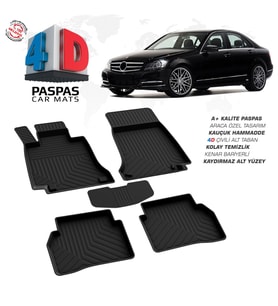 Mercedes C Serisi W204 4D Araca Özel Havuzlu Kauçuk Paspas 2007-2014 (Karışık)