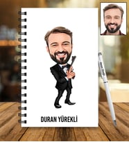 Kişiye Özel Patron Tasarımlı Karikatür Ahşap Defter Ve Kalem Seti 38