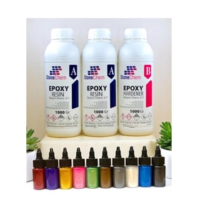 Ultra Şeffaf Parlak Epoksi Reçine 3 Kg + 10 Renk Sıvı Sedefli Pigment Seti