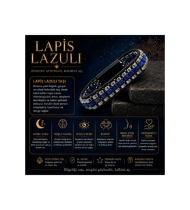 Sertifikalı Lapis Lazuli Disk Model Doğal Taş Erkek Bileklik Kilitli Kapama