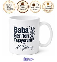 Baba Gen'leri Taşıyorum Yazılı Kupa Bardak Babalar Günü Hediyesi