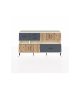 Arges Konsol 5 Raflı 4 Çekmeceli 4 Kapaklı 176x30x99 Aytaşı-Çam/Antrasit