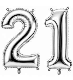 21 Rakam Folyo Balon Gümüş Rengi (36 cm)